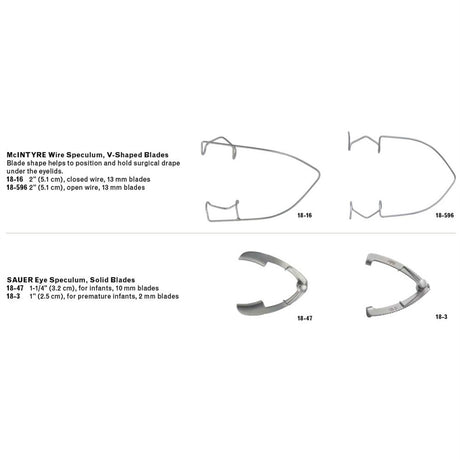 MILTEX SAUER Eye Speculum, Solid Blades, 1" (2.5 cm), for premature infants, 2 mm blades. MPN: 18-3 - Image 2