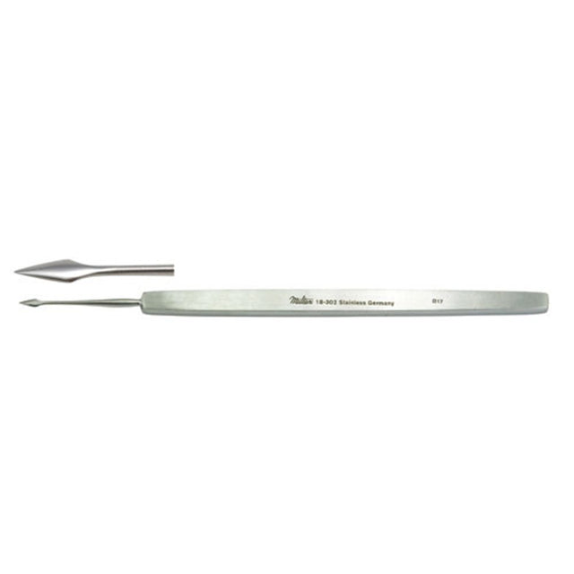 MILTEX WALTER Corneal Spud, 4-5/8" (11.8 cm), straight blade 4 mm. MPN: 18-302