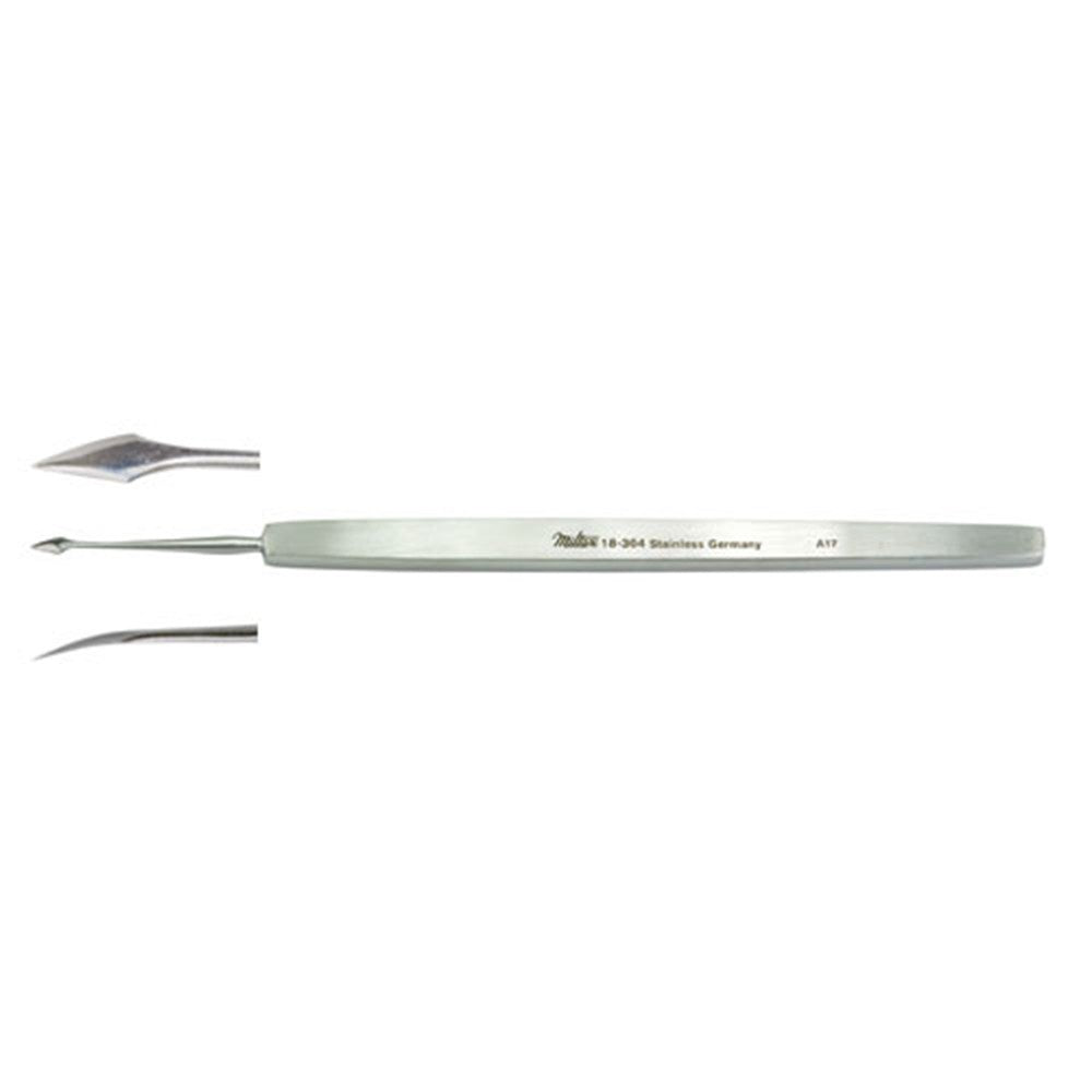 MILTEX WALTER Corneal Spud, 4-5/8" (11.8 cm), curved blade 4 mm. MPN: 18-304