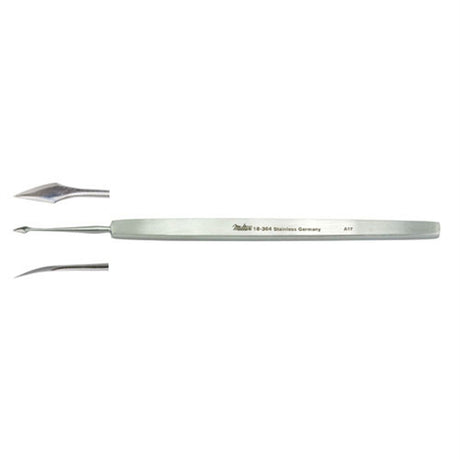 MILTEX WALTER Corneal Spud, 4-5/8" (11.8 cm), curved blade 4 mm. MPN: 18-304