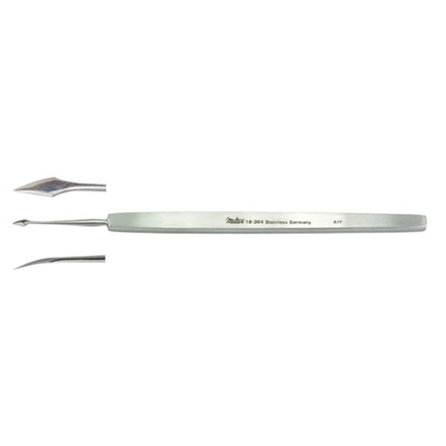 MILTEX WALTER Corneal Spud, 4-5/8" (11.8 cm), curved blade 4 mm. MPN: 18-304