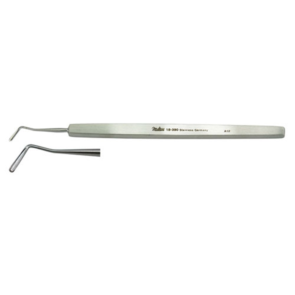 MILTEX HOSFORD Foreign Body Spud, 4-3/4" (12.1 cm), Gouge Blade 1 X 7 mm rounded tip, angled to left. MPN: 18-390