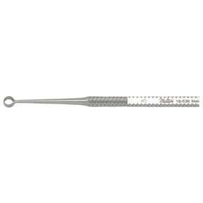 MILTEX HEATH Chalazion Curette 4-1/4" (109.3mm), size 3, one sharp & one blunt edge, 3mm diameter. MPN: 18-536