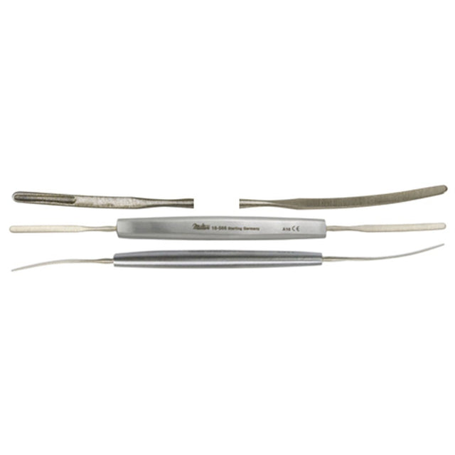 MILTEX SMITH-FISHER Iris Spatula, one flat end 2 mm wide, one spoon end 2 mm, sterling. MPN: 18-566