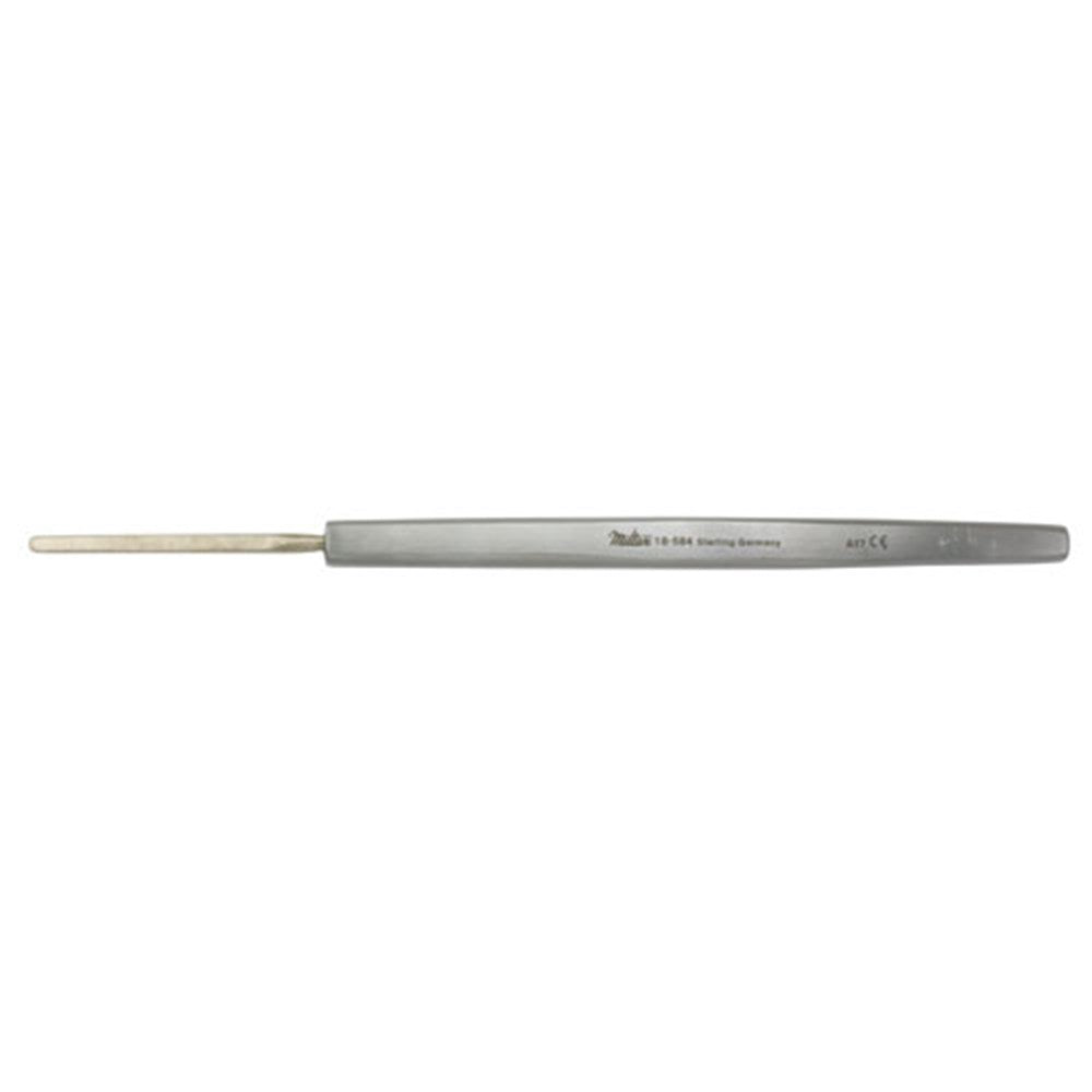 MILTEX WECKER Iris Spatula, 5-1/8" (129mm), Malleable, Silver, 2.3mm x 32mm Blade. MPN: 18-584