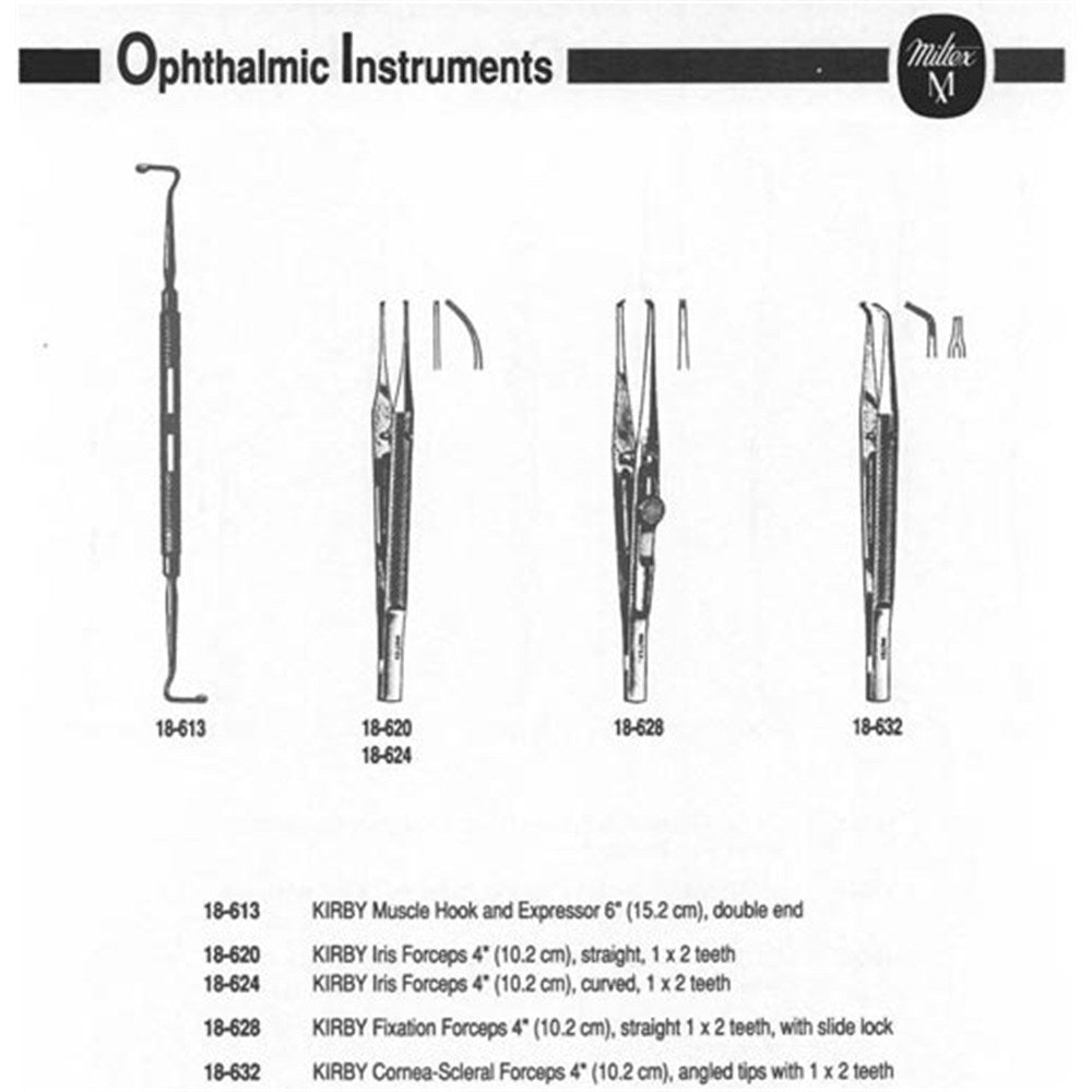 MILTEX KIRBY Iris Forceps, 4" (102mm), straight, 1 X 2 teeth. MPN: 18-620 - Image 3