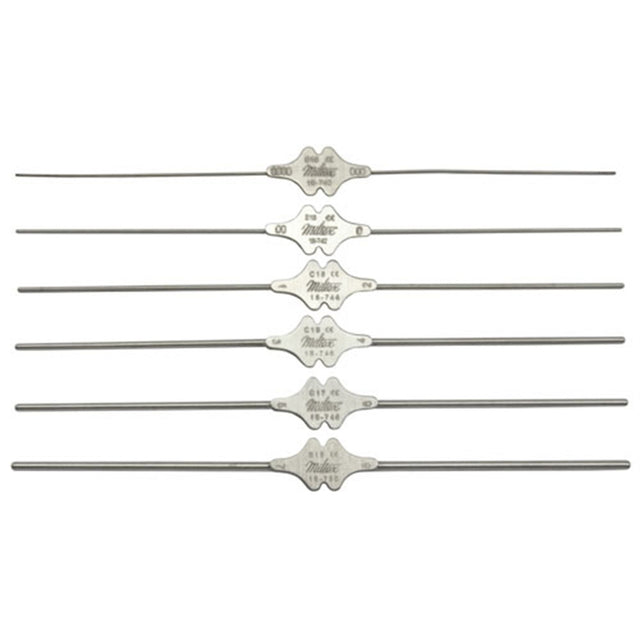MILTEX BOWMAN Lacrimal Probe, 5-1/8" (130mm), silver, double ended, sizes 00-0, 0.6mm and 0.7mm tips. MPN: 18-742