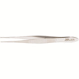 MILTEX Eye Dressing Forceps, 4" (101mm), delicate pattern, straight, 0.55mm wide serrated tips. MPN: 18-779