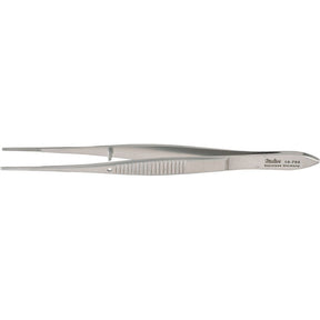 MILTEX Eye Dressing Forceps, 4" (100mm), straight, standard pattern, 0.8 mm wide serrated tips. MPN: 18-780