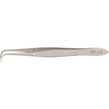 MILTEX Eye Dressing Forceps, 3-7/8" (97mm), standard pattern, full curved, 0.8mm wide serrated tips. MPN: 18-784