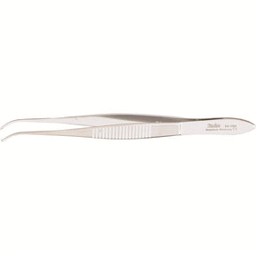 MILTEX Iris Tissue Forceps, 3-7/8" (99mm), delicate pattern, half curved, 1 X 2 teeth, 0.6mm wide tips. MPN: 18-789