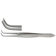 MILTEX Iris Tissue Forceps, 3-7/8" (97mm), standard pattern, full curved, 1 X 2 teeth, 0.8mm wide tips. MPN: 18-790