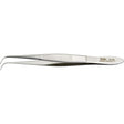 MILTEX Iris Tissue Forceps, 3-3/4" (95mm), delicate pattern, full curved, 1 X 2 teeth, 0.6mm wide tips. MPN: 18-791