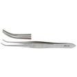 MILTEX BRACKEN Iris Forceps, 3-7/8" (99mm), curved jaws, fine cross-serrated tips. MPN: 18-794