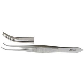MILTEX BRACKEN Iris Forceps, 3-7/8" (99mm), curved jaws, fine cross-serrated tips. MPN: 18-794