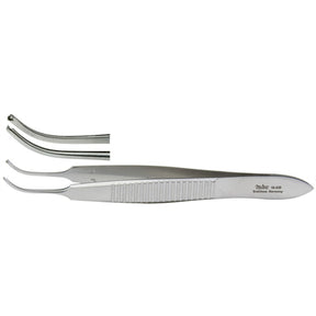 MILTEX VON GRAEFE Iris Forceps, 2-7/8" (72mm), curved, 1 X 2 teeth. MPN: 18-820