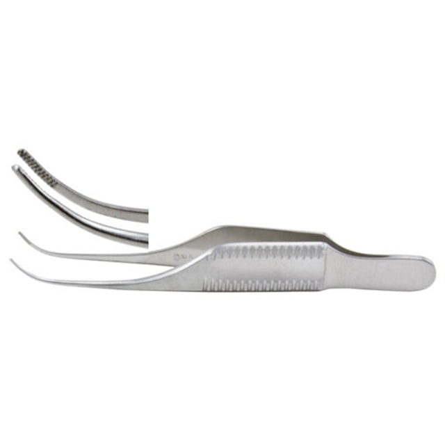 MILTEX GILL (Chandler) Iris Forceps, 3" (7.6 cm), fine cross serrated tips, 0.6 mm wide. MPN: 18-825