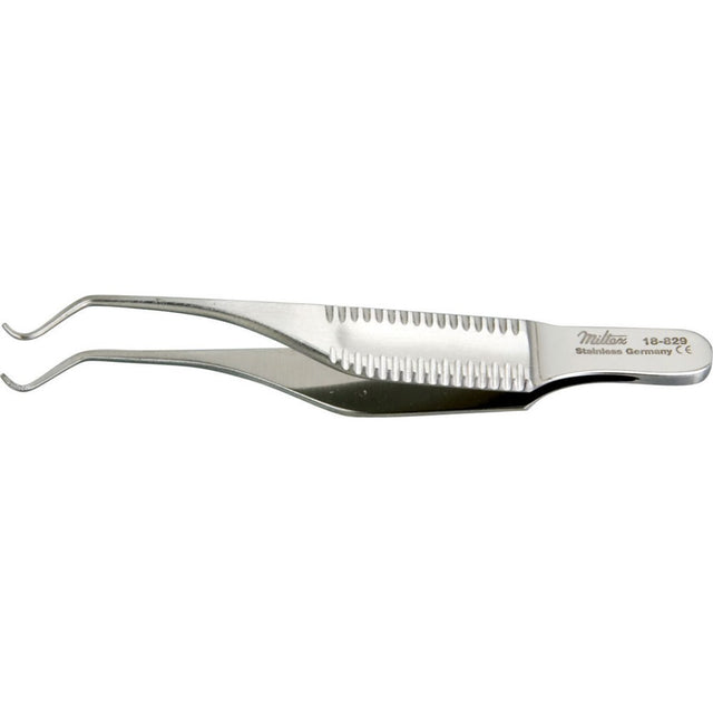 MILTEX BOTVIN Iris Forceps,2-7/8" (7.3 cm), fine cross-serrated tips, 0.5 mm wide. MPN: 18-829