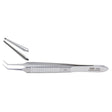 MILTEX MCPHERSON Micro Corneal Suturing Forceps, 3-1/2" (8.9 cm), angled, 1 X 2 teeth, 0.2 mm, tying platform. MPN: 18-838