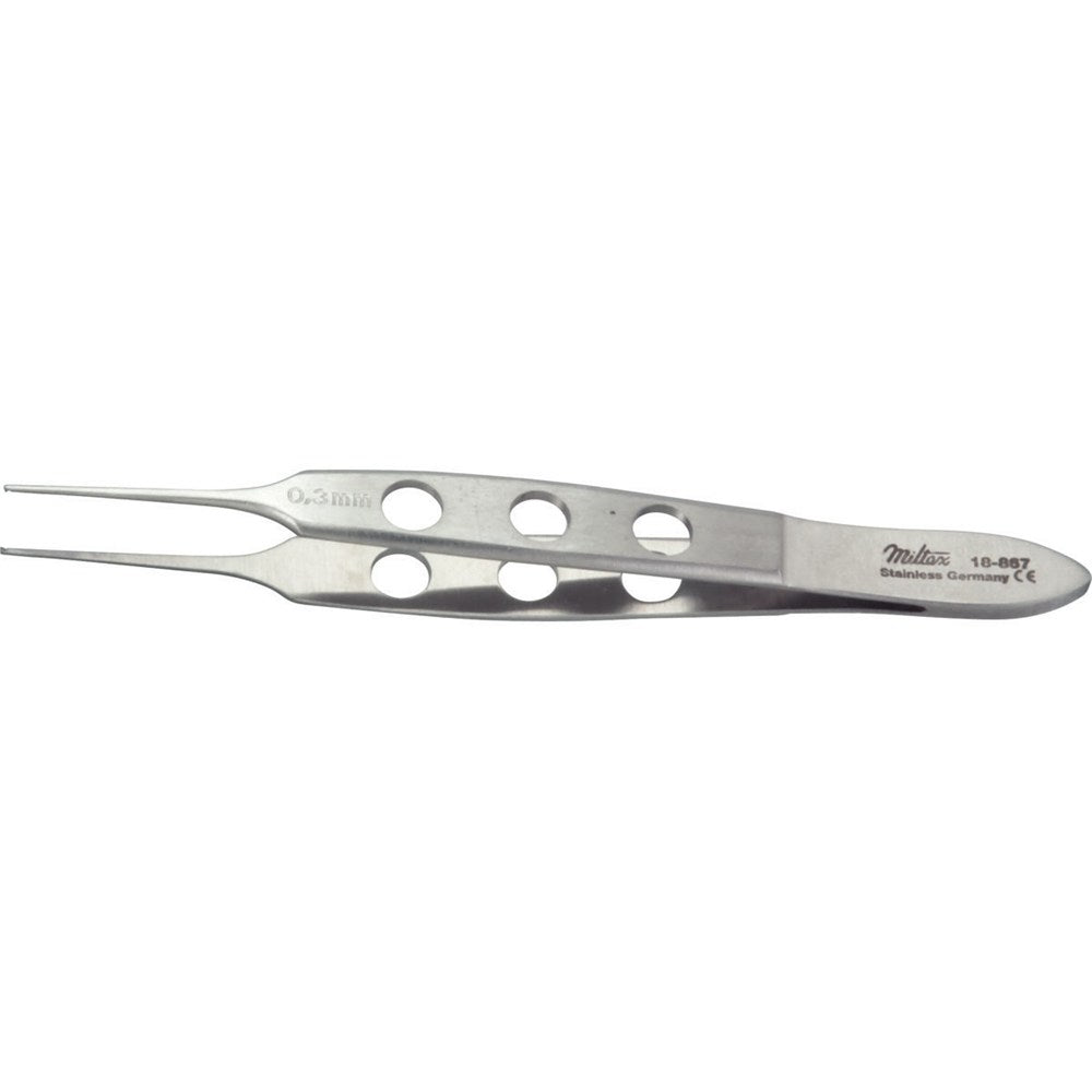 MILTEX BISHOP-HARMON Micro Tissue Forceps, 3-3/8" (85.5mm), delicate, 1 X 2 teeth, 0.35mm wide at tip. MPN: 18-867