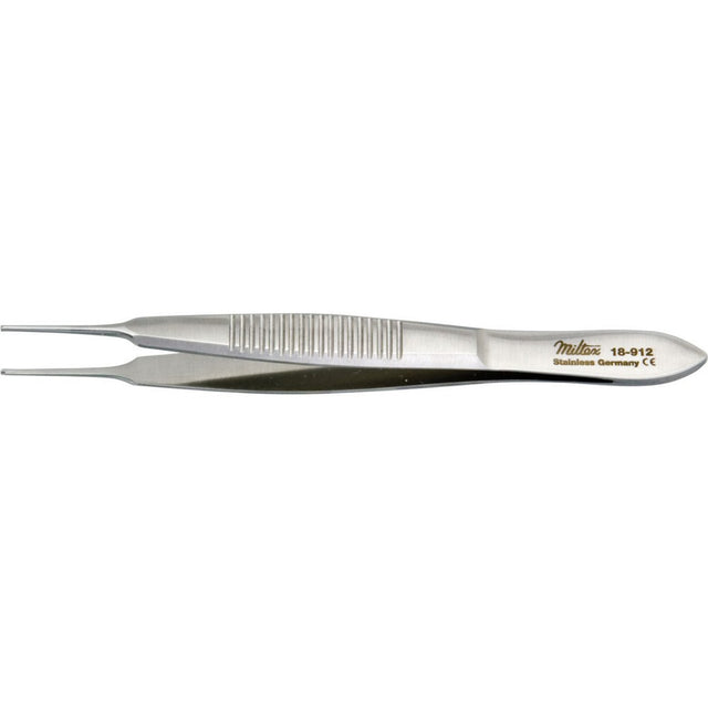 MILTEX LESTER Fixation Forceps, 3-3/4" (9.5 cm), delicate, 1 X 2 teeth, 0.6 mm wide. MPN: 18-912
