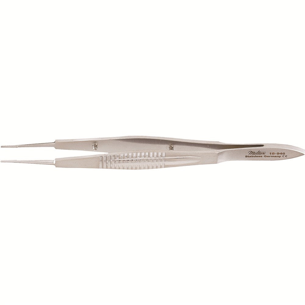 MILTEX HARMS Suturing Forceps, 4-1/8" (10.5 cm), straight, 0.6 mm wide handles, tying platform, 0.6 mm wide at tip. MPN: 18-946