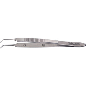 MILTEX MCPHERSON Micro Iris Suturing Forceps, 3-1/2" (8.9 cm), angled, smooth platform 0.3 X 5 mm, no teeth. MPN: 18-949