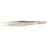 MILTEX CASTROVIEJO Micro Suturing Forceps 4" (10.2 cm) with 11mm wide handles, 1x2 teeth 0.12mm, tying platform. MPN: 18-953