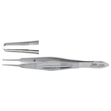 MILTEX CASTROVIEJO Suturing Forceps, 4-1/4" (107mm), 1x2 Teeth, 0.6mm Wide at Tip, with Tying Platform. MPN: 18-954