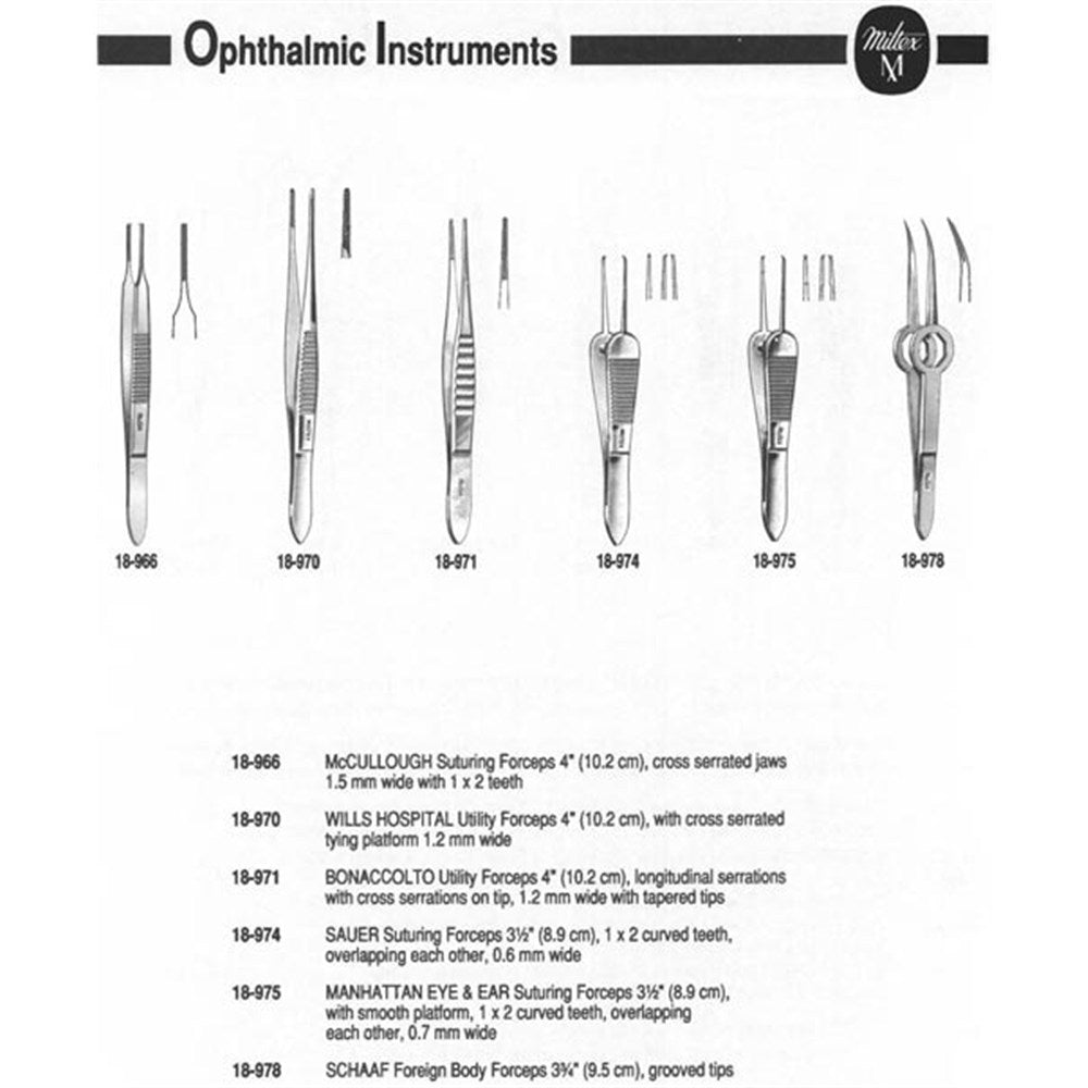MILTEX SAUER Suturing Forceps, 3-1/2" (8.9 cm), 1 X 2 curved teeth, overlapping each other, 0.6 mm wide. MPN: 18-974 - Image 2
