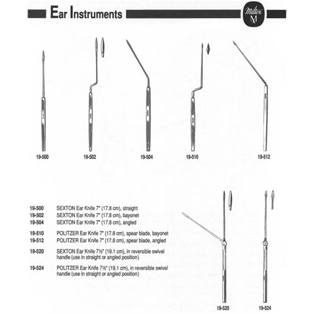 MILTEX SEXTON Ear Knife, 7" (17.8 cm), angled. MPN: 19-504 - Image 2