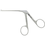 MILTEX Micro Ear Forceps, Alligator Type, 3-1/4" (8.3 cm) shaft, serrated jaws, 0.8 mm wide. MPN: 19-2100