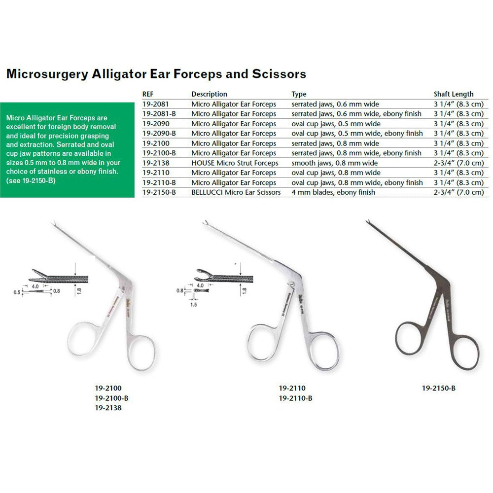 MILTEX Micro Ear Forceps, Alligator Type, 3-1/4" (8.3 cm) shaft, serrated jaws, 0.8 mm wide. MPN: 19-2100 - Image 4