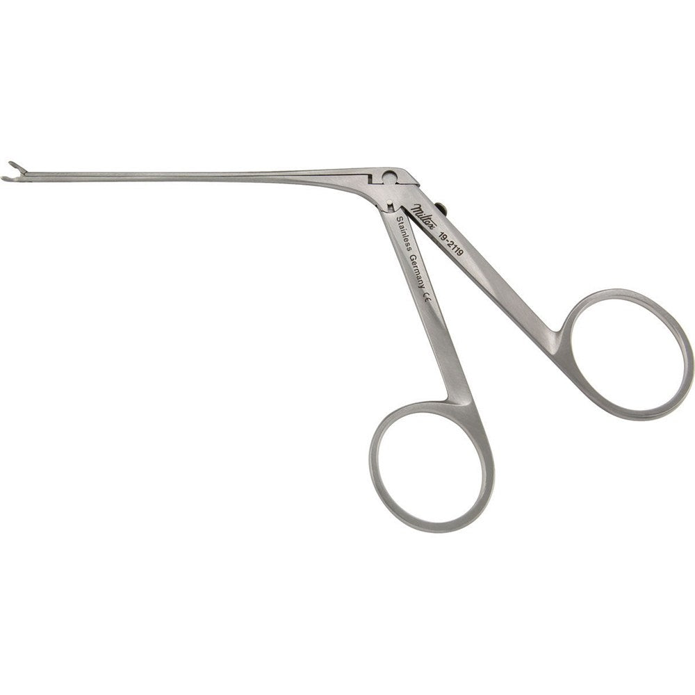 MILTEX HOUSE Oval Cup Forceps, 2-13/16" (7.1 cm) shaft, .9 mm cups, angled left 15 deg. MPN: 19-2119