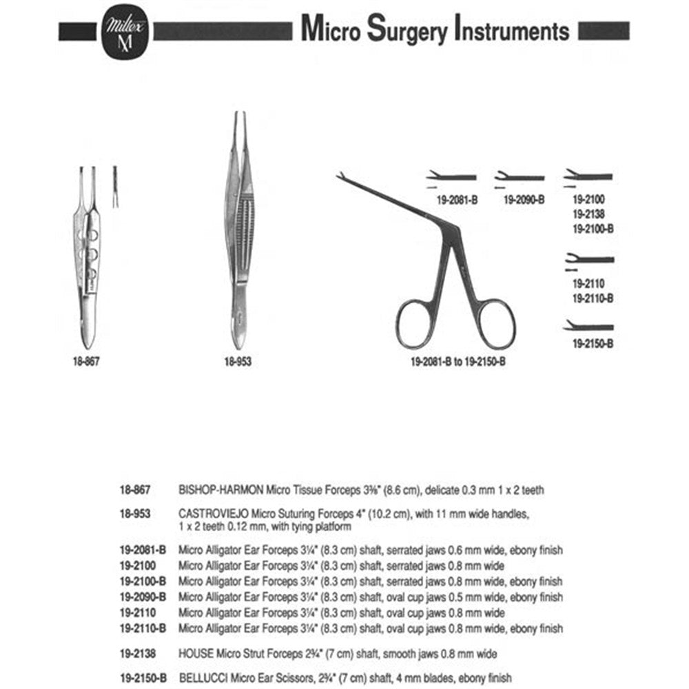 MILTEX HOUSE Strut Forceps, 2-3/4" (7 cm) shaft, smooth jaws, 0.8 mm wide. MPN: 19-2138 - Image 2