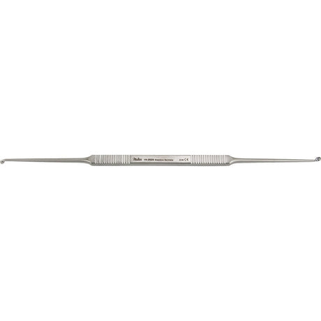 MILTEX HOUSE Curette, 7" (180mm), Strong Angle, Oval Cups, 2.25mm x 3mm and 2mm x 2.5mm. MPN: 19-2529