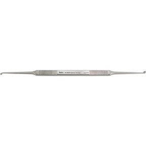 MILTEX HOUSE Curette, 6" (152mm), Strong Angle, Oval Cups, 2.25mm x 3mm and 2mm x 2.5mm. MPN: 19-2530