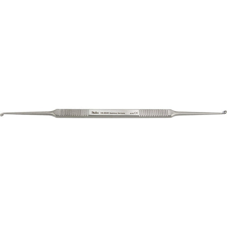 MILTEX HOUSE Curette, 6" (152mm), Strong Angle, Oval Cups, 2.25mm x 3mm and 2mm x 2.5mm. MPN: 19-2530