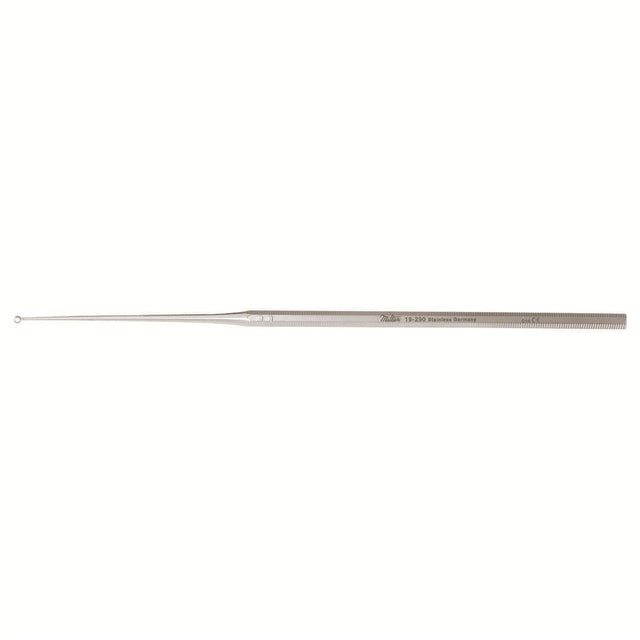 MILTEX BUCK Ear Curette, 6-1/2" (16.5 cm), angled, blunt, size 0. MPN: 19-292