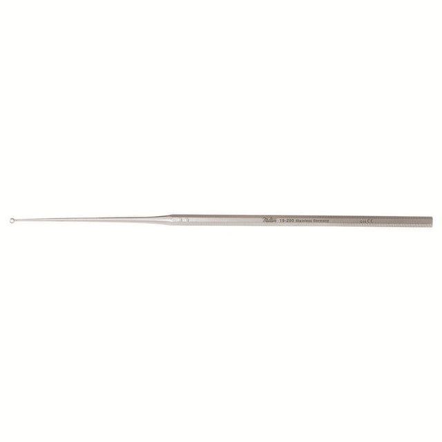MILTEX BUCK Ear Curette, 6-1/2" (16.5 cm), angled, blunt, size 1. MPN: 19-294