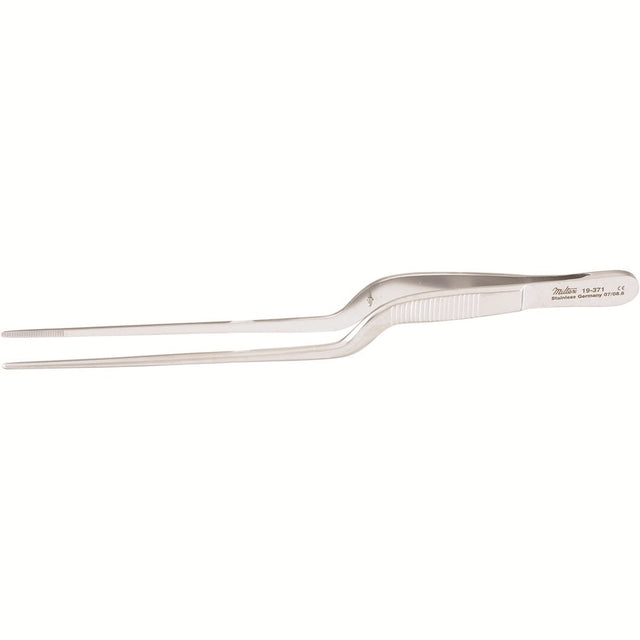 MILTEX JANSEN Ear Forceps, 6-1/4" (15.9 cm), bayonet shape, very delicate with 2 mm wide serrated tips. MPN: 19-371