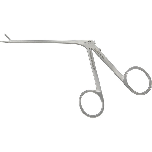 MILTEX Duckbill Ear Alligator Forceps, 3" (7.6 cm) shaft, very flat serrated jaws, rounded tip. MPN: 19-439