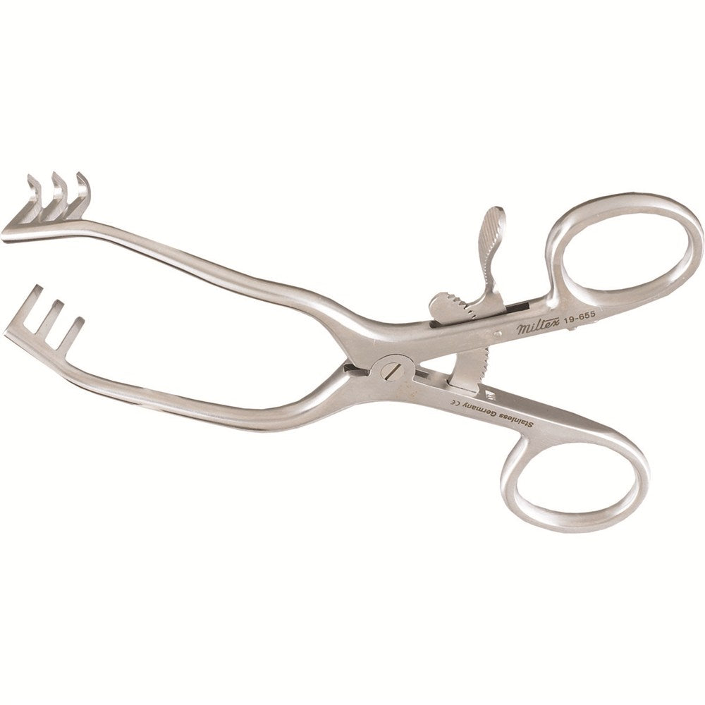 MILTEX SCHUKNECHT Postauricular Retractor, 3 X 3 teeth, 3" (7.6 cm) opening. MPN: 19-655