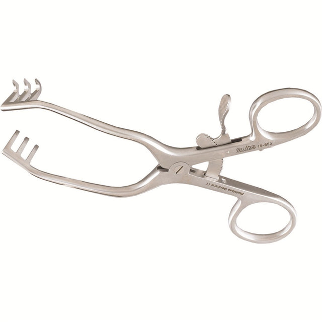 MILTEX SCHUKNECHT Postauricular Retractor, 3 X 3 teeth, 3" (7.6 cm) opening. MPN: 19-655