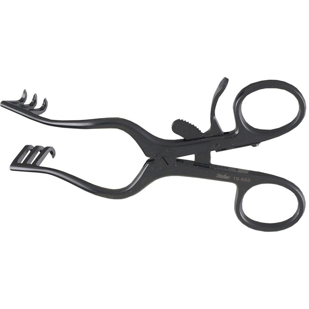 MILTEX WULLSTEIN Endaural Retractor, 3 X 3 sharp teeth, ebony non-glare finish. MPN: 19-660