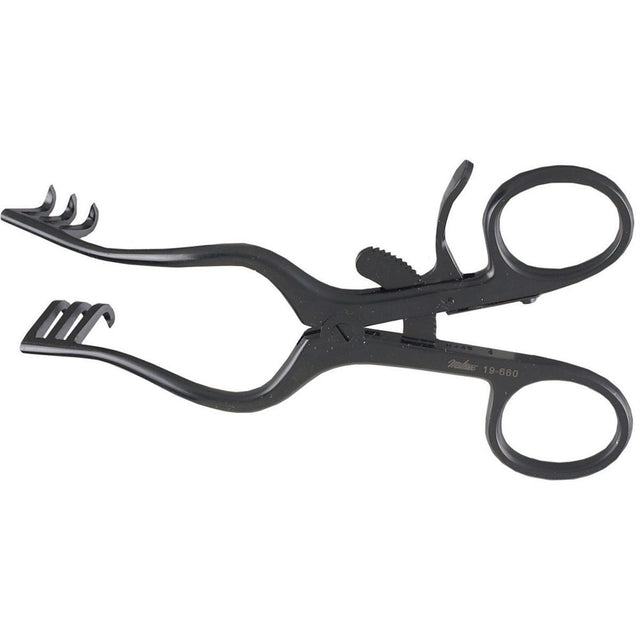 MILTEX WULLSTEIN Endaural Retractor, 3 X 3 sharp teeth, ebony non-glare finish. MPN: 19-660