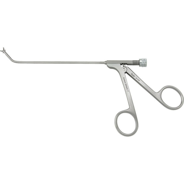 MILTEX Frontal Sinus Recess Giraffe Forceps, 5-1/2" shaft, 2 X 4 mm, 45 degrees vertical jaws, luer lock port/cleaning. MPN: 20-1010