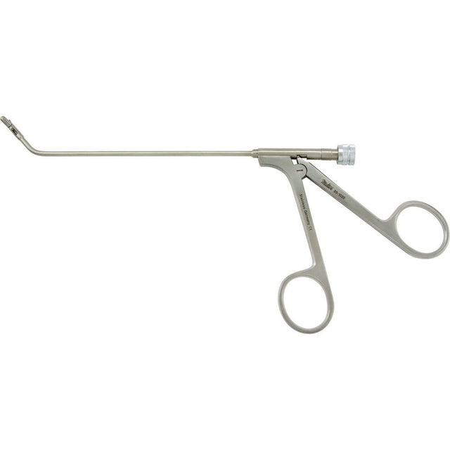 MILTEX Frontal Sinus Recess Giraffe Forceps, 5-1/2" shaft, 3 X 5 mm, 45 degree horizontal jaws, luer lock port/cleaning. MPN: 20-1020