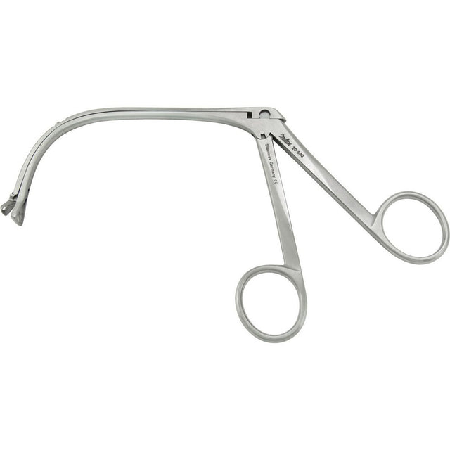 MILTEX KING Adenoid Punch Forceps, 4-11/32" (11 cm) shaft, no. 1, triangular, 6 mm upper jaw 7 mm lower basket, strong curve. MPN: 20-930