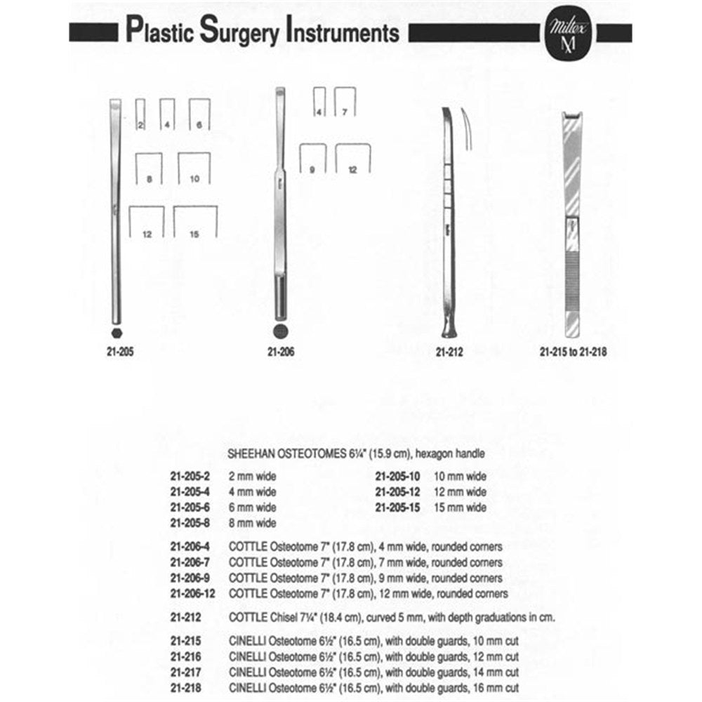MILTEX COTTLE Osteotome, 7", 4mm wide. MPN: 21-206-4 - Image 2